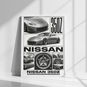 Nissan 350z Jdm Wall Art Poster | Halftone Car Print | Drift Racing Garage Decor