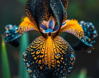 35 Rare Black Bearded Iris Seeds – Purple & Orange Perennial Flower
