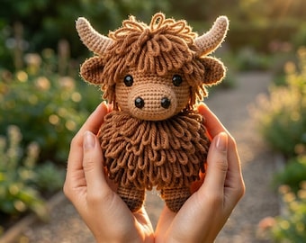 Patrón de vaca de las Tierras Altas a crochet / Patrón PDF de amigurumi de las Tierras Altas / Peluche de animal de granja / Juguete de crochet para hacer tú mismo / Descarga instantánea