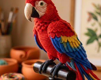 Crochet Macaw Pattern | Realistic Amigurumi Parrot Bird Pattern | Digital Download PDF