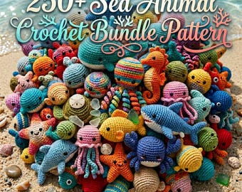 Paquete de más de 250 patrones de amigurumi de ganchillo con temática oceánica en formato PDF / Peluches de animales marinos para hacer tú mismo (pulpo, ballena, tortuga y más) / Descarga instantánea