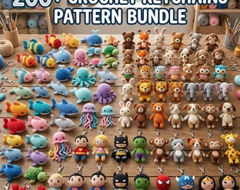 200+ Crochet Keychain Pattern Bundle Amigurumi Animal Keychain Instant Download PDF