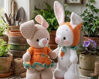 Amigurumi Rabbit Crochet Pattern PDF, Spring Bunny Doll Toy, DIY Plush Decor