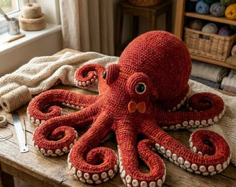 Crochet Octopus Pattern PDF | Giant Amigurumi Octopus Instant Download | Large Plush Sea Animal