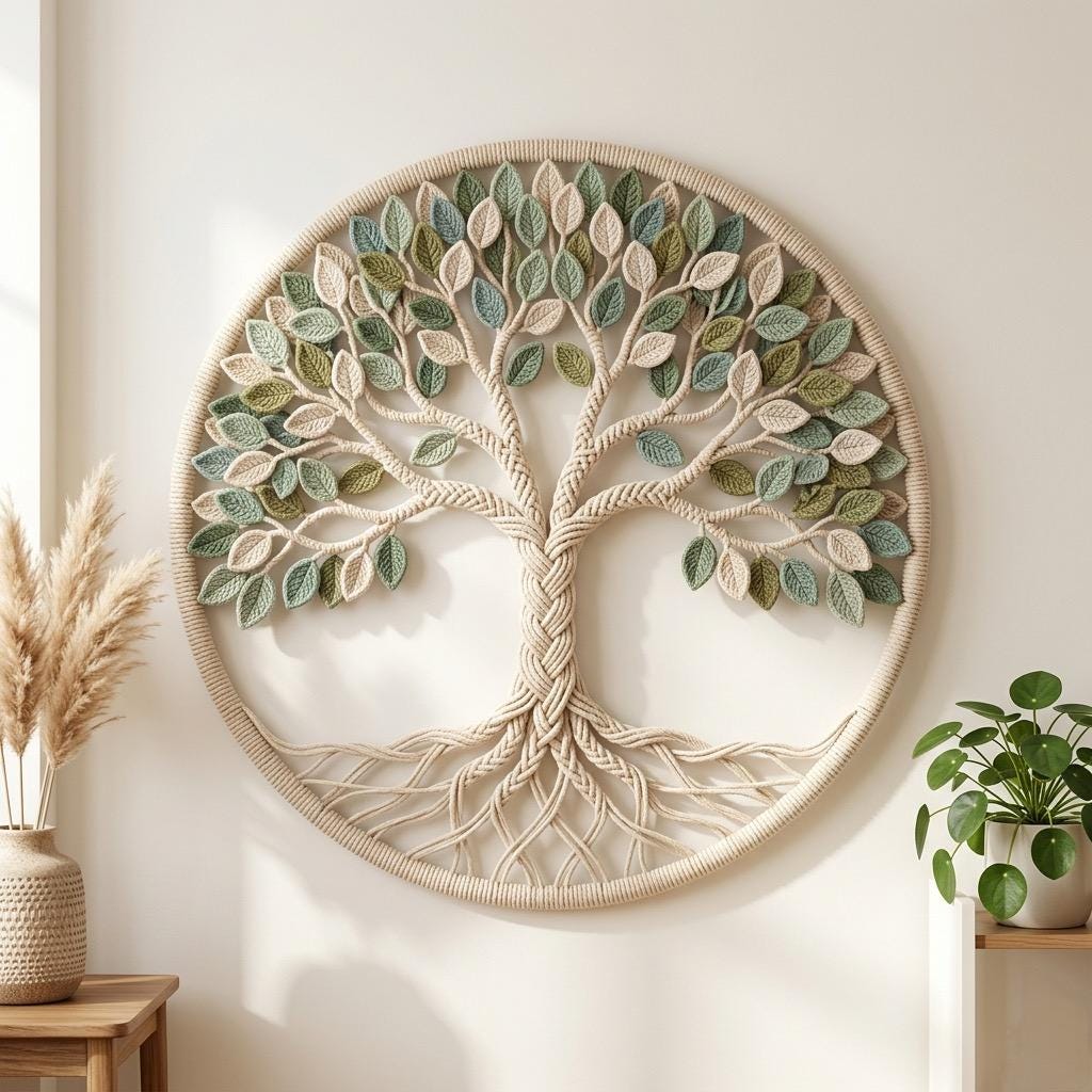 18 Tree of Life Crochet Patterns to Add Meaningful Handmade Style to Your Home and... 16 Tree of Life Crochet Pattern Boho Wall Hanging Fiber Art