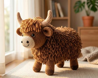 Highland Cow Crochet Pattern | Highland Amigurumi PDF Pattern | Farm Animal Plush Toy | DIY Crochet Toy | Instant Download
