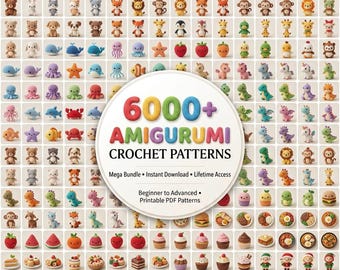 Paquete de más de 6000 patrones de amigurumi a crochet, patrones de peluches, descarga instantánea (PDF), paquete de crochet ideal para principiantes