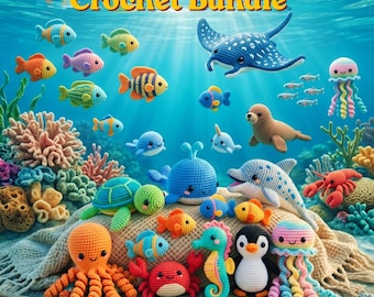 200+ Amigurumi Ocean Crochet Patterns Bundle PDF | Sea Animal Plush DIY (Octopus, Whale, Turtle & More) | Instant Download