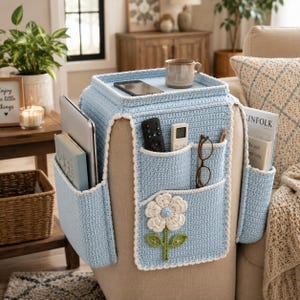 Crochet Sofa Arm Organizer Pattern PDF, Armrest Caddy Tutorial, Remote Control Holder, Sofa Storage Pocket Home Gift, Instant Download