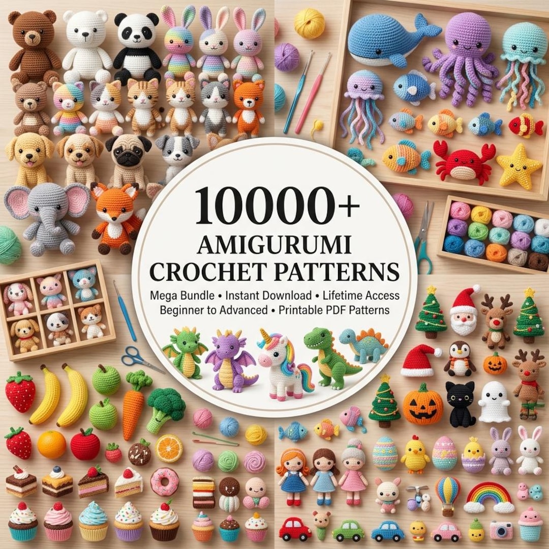 Amigurumi Crochet Pattern Bundle PDF, Crochet Pattern Bundle, Amigurumi ...
