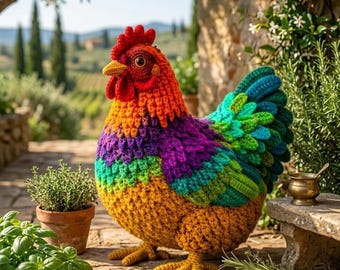 Amigurumi Rooster Crochet Pattern, Amigurumi Farm Stuffed bird Decor, crochet chicken, PDF Download