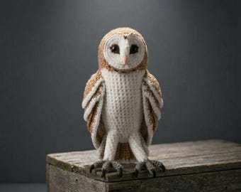 Realistic Barn Owl Crochet Pattern – Amigurumi Stuffed Bird PDF (Digital Download)