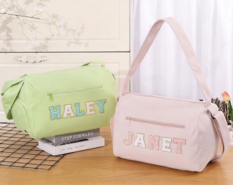 Personalized Name Travel Bag for Women,Custom Weekend Duffel,Yoga Dance Package,Cute Overnight Gym Bag, Birthday & Bridesmaid Gift