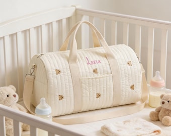 Personalized Hospital Bag With Custom Name,Embroidered Diaper Bag,newborn bag,Nursery Bag,Baby Travel Bag,New parents Gift,Name Duffel Bag