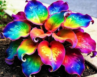 Plus de 355 graines d'hosta arc-en-ciel - Plantes de jardin à feuilles colorées