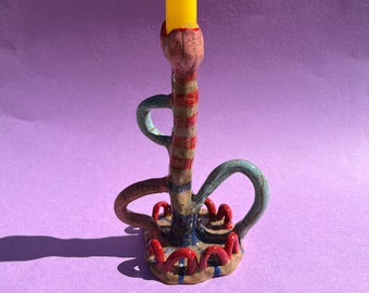 Colorful Handbuilt Ceramic Candle Holder