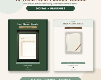 40-Week Family Meal Planner Bundle | Digital & Printable PDF with Grocery Lists
