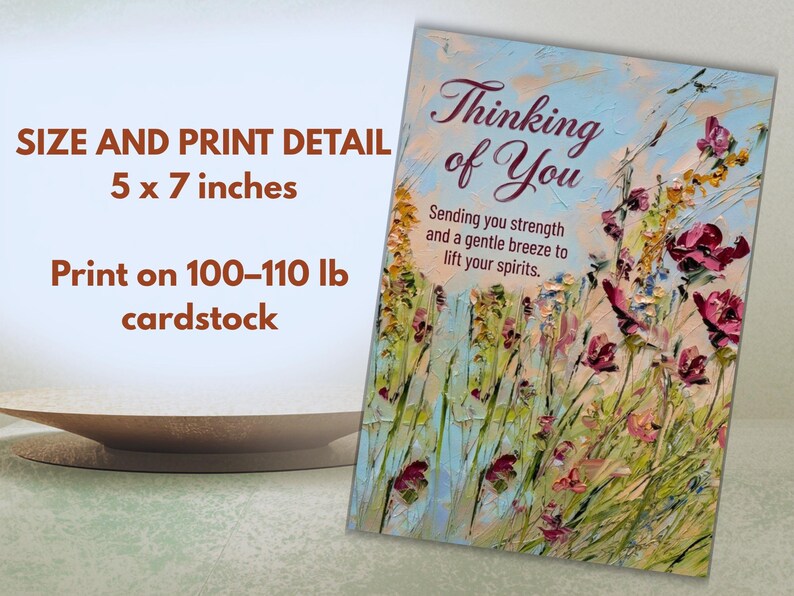 Thinking of You Card Printable, Wildflower Sympathy Card, Peaceful ...