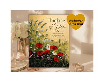 Thinking of You Card Printable, Wildflower Sympathy Card, Peaceful Floral Digital Download, Zen Comforting Message