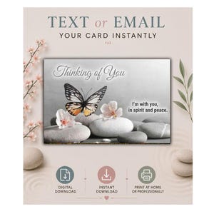 Thinking of You Card Printable, Zen Stone Greeting, Peaceful Sympathy Digital Download