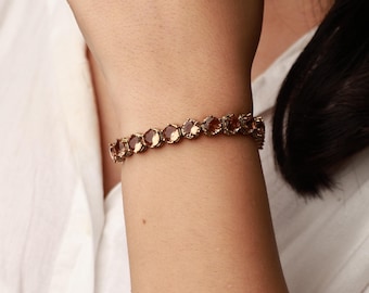 Bracciale in pietra naturale Zultanite, gioiello in stile tennis in bronzo, pietra preziosa che cambia colore, regalo per lei