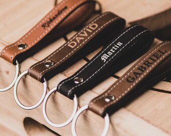 Personalized Leather Keychain for Boyfriend, Unique Leather Gift for Men, Gift for Him, Fathers Day Gift, Husband Gift, Anniversary Gift
