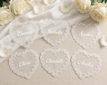 Personalisierte Hochzeit Namensschilder für Teller, benutzerdefinierte Spitze Tischkarten, Vintage romantische Tischdekoration