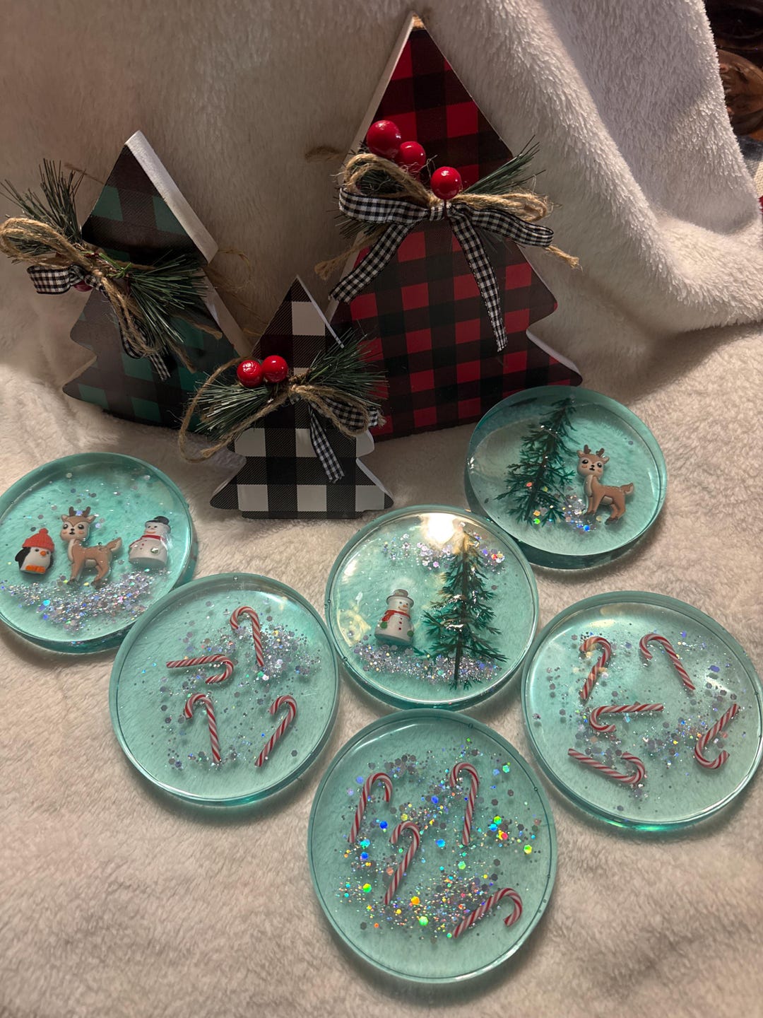 Handmade Christmas Coasters: Holiday Decor, Set of 6 - Etsy