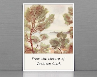Personalized Bookplate with Vintage Tree Painting, set of 24