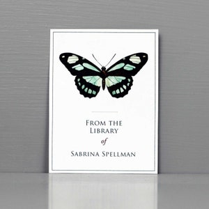 Personalized Bookplate with Blue Butterfly, Custom Bookplates