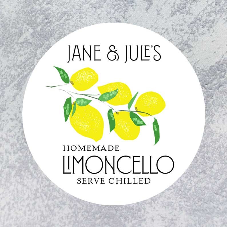 Round Limoncello Labels Lemon Marmalade Stickers Etsy