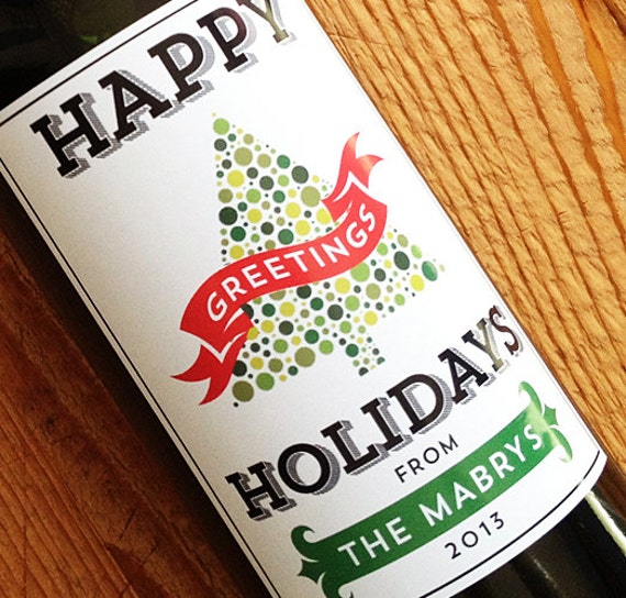 Christmas Wine Label or Holiday Stickers Personalized with | Etsy
