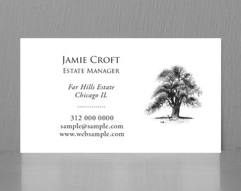 Business Card with Oak Tree, Landscaper Business Card