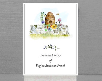 Personalized Bookplate with Bee Hive, set of 24