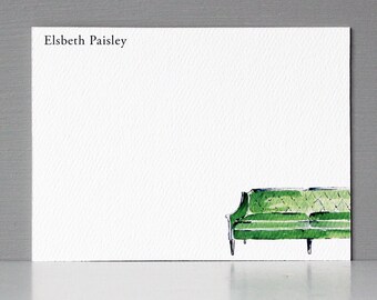 Green Regency Style Sofa, Personalized, Set of 15