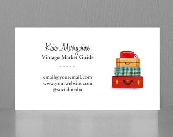 Travel Business Card with Suitcase Stack