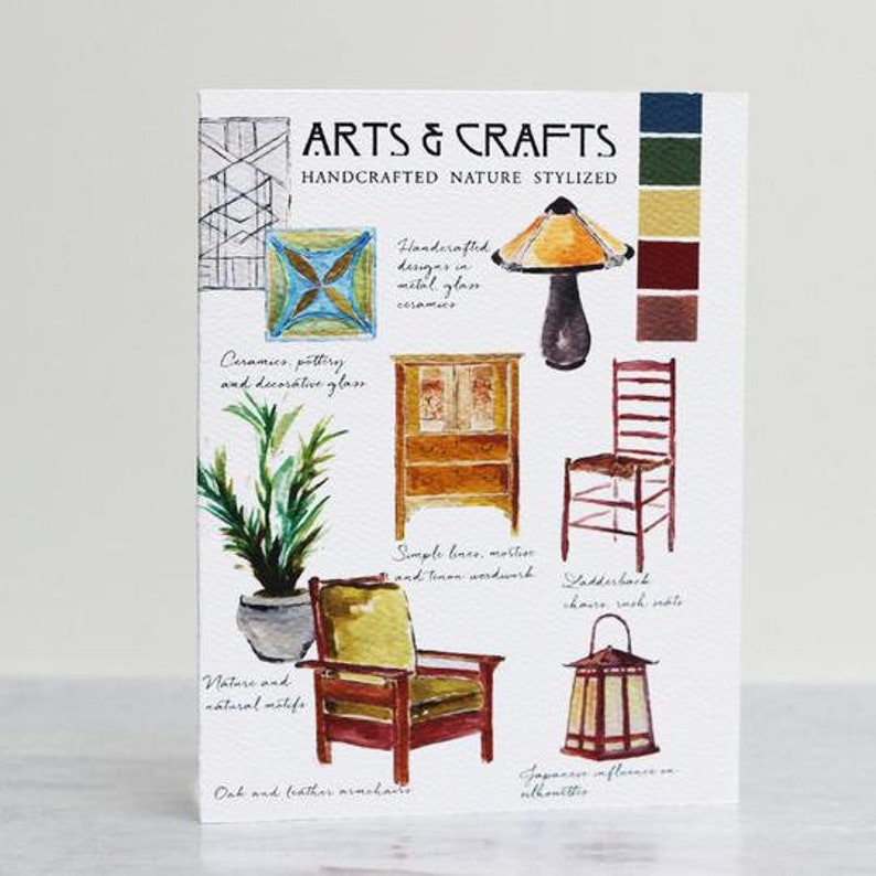 Arts And Crafts Interior Design Style Greeting Card