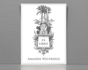 PERSONALIZED BOOKPLATE with  Ex Libris Egyptian Sphinx - set of 24