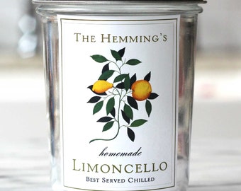 Personalized Limoncello Labels,Botanical Lemon Labels