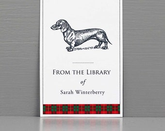 Personalized Dachshund Bookplate, Dachshund Gift, Book Gifts