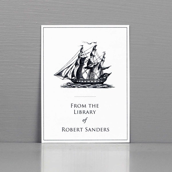 Personalized Bookplate with Ship, Nautical Bookplates, Fathers Day Gift