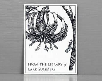 Personalized Bookplate with Botanical Flower, Classic Bookplates