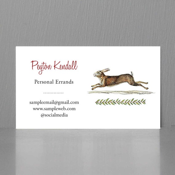 Business Card With Rabbit Errand Runner Business Card Etsy