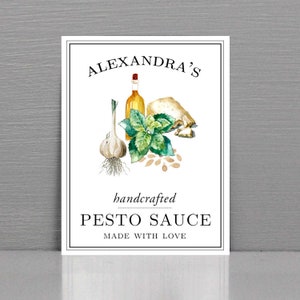 Personalized Pesto Labels, Homemade Pesto Sauce, Basil