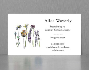 Business Card with Wildflowers,Business Card for Gardener