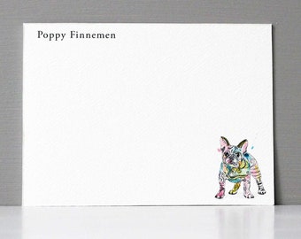 Personalized French Bulldog Flat Notes,Dog Gift,Dog Cards, Boho Style, set of 15