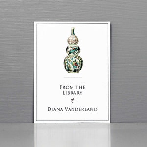 Personalized Chinese Vase Bookplate, Book Club Gifts