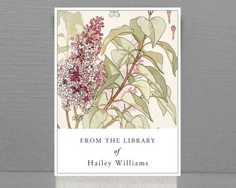 Lilac Bookplates, Personalized, Set of 24