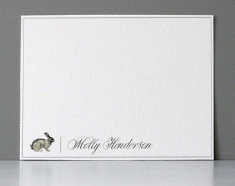 Personalized Note set with Rabbit, Elegant Bunny Note Cards