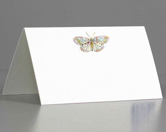 10 White Name Place Cards With A Pale Pink Glitter Butterfly 